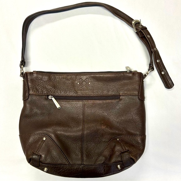 Stone Mountain Accessories Handbags - Stone Mountain Shoulder Bag Purse Pebbled Leather Medium Adjustable Brown Boho